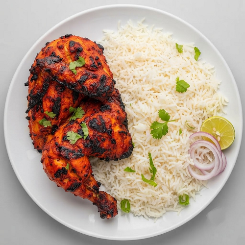 Rice With Half Tandoori Chicken 